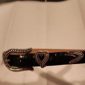 Brighton Black Belt with Silver and Gold Heart Detail